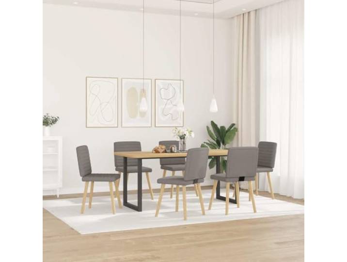 NLQMSU Esszimmerstühle, 6 Stück, Taupe, Polyestergewebe Rahmen aus Metall und Holz, dicker Schaumstoff, vielseitiger Stil, neutraler Taupe-Ton, für den täglichen Gebrauch