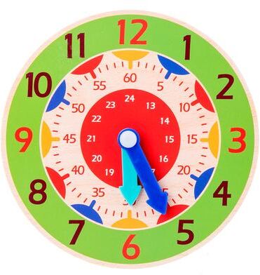 Tiny Tots Teens Trends Kids Montessori Wooden Clock Toy, Time Learning Teaching Aids, Educational For Children, Primary School Clever Board Toy green