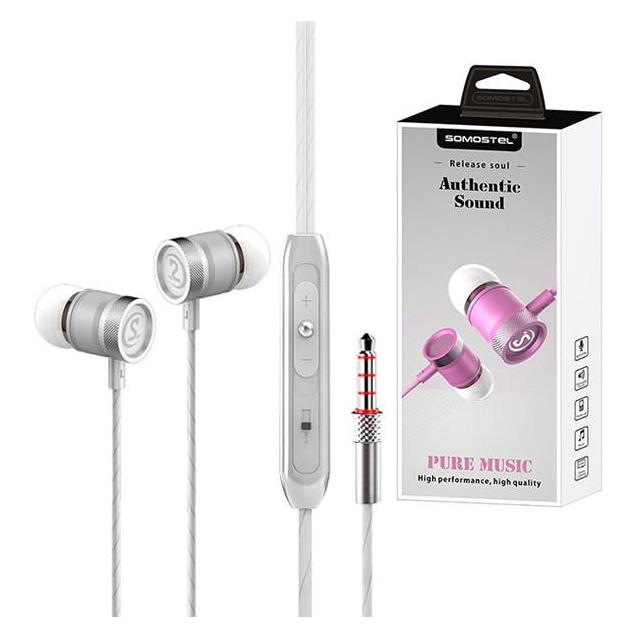 Somostel Universal Headphones Sms-Cs03 3.5 In-Ear Autentic Sound Bass (ANC, Kabelgebunden) (CS03 SILVER)