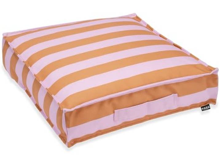H.O.C.K. Riviera Stripe Outdoor Matratzenkissen – 50x50x10 cm Bodenkissen mit Tragegriff – Wetterfest, UV-Beständig & Schmutzabweisend – Handmade in Germany (Cognac Flieder)