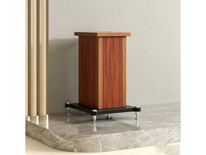 Lautsprecherständer mit Holzoptik: Metall Audio-Rack für Heim HiFi & KTV Stabiler Metallrahmen, Schwingungsdämpfende Spikes, Universelle Passform, HiFi Aufbau(Mahogany,50cm/19.7in)