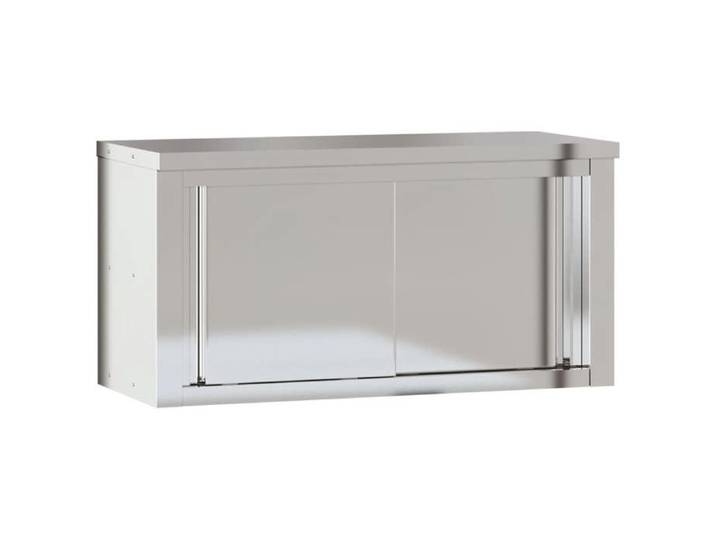 Moderne Armoire murale de cuisine avec portes coulissantes inox Stockage des aliments @EU64881