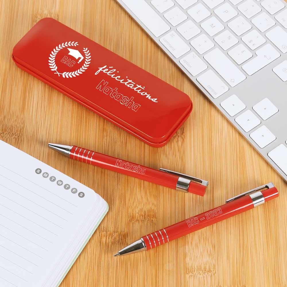 Ocadeau Stylo et porte-mine rouge Félicitations