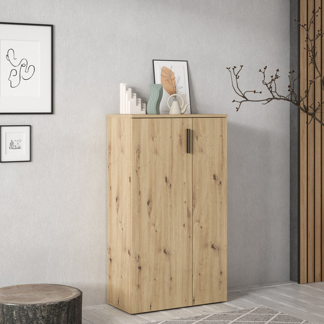 Latitude Run Shoe Storage Cabinet Oak Wood 18