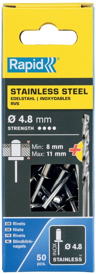 Isaberg Rapid AB Rapid Edelstahl Niete, Ø 4,8 x 14 mm