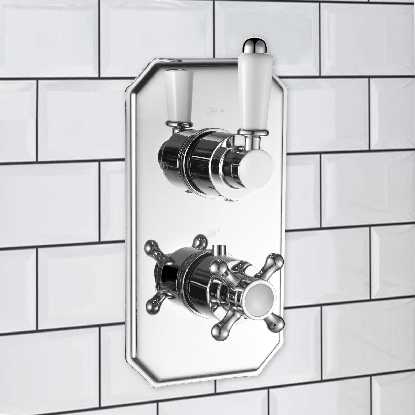 Thermostatisches Duschventil, Twin, Einzelauslass, Chrom, Messing