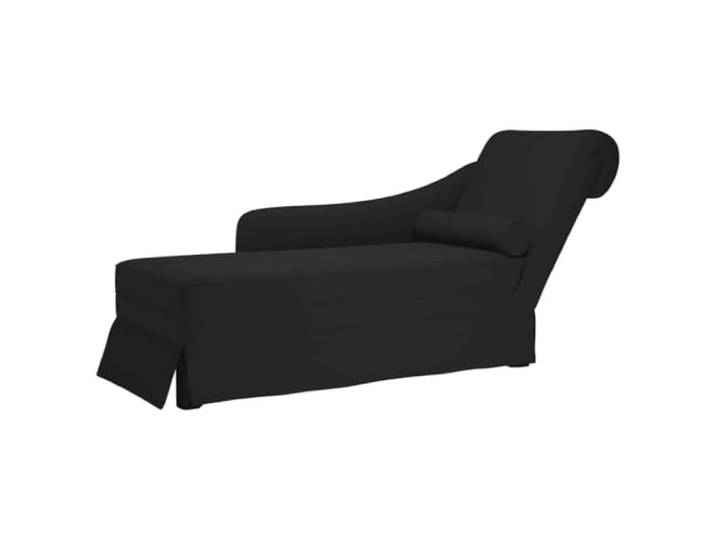 NLQMSU Langer Sessel mit Nackenrolle und Armlehne, rechts, Schwarz, Samt Hochelastischer Schaumstoff, Unterstützung für Nacken, Schultern, Rücken, Taille, gemütliche Ecke, Wohnzimmer, Schlafzimmer