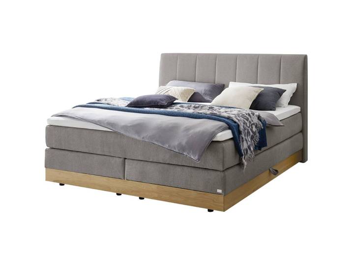 Hasena Boxspringbett Pedrosa grey/natur Stoff/Holz/Holzwerkstoff 200 x 200 cm - Boxspringbett