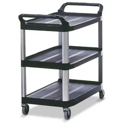 Rubbermaid Commercial Xtra Open Cart Black Etagenwagen Offene, kratzbeständige Kunststoffregale