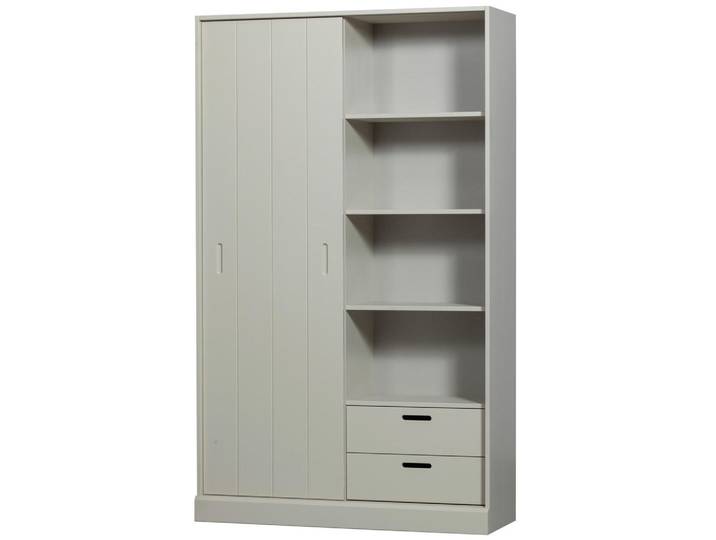 Livetastic Schiebetürenschrank Mila, Grau, Holz, Kiefer, 8 Fächer, 2 Schublade(n) Schubladen, 120x200x42 cm, Schlafzimmer, Kleiderschränke, Schwebetürenschränke