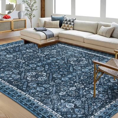 Garvee Distressed Oriental Machine Washable Rug