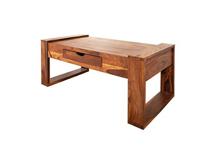 invicta INTERIOR Massiver Couchtisch MARKANT 100cm Sheesham mit Schublade Wohnzimmertisch Tisch Massivholztisch