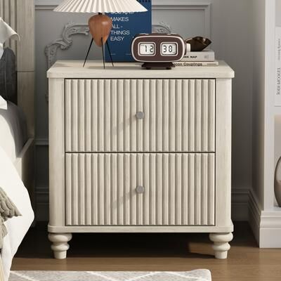 Mid-Century Modern Woodern Nightstand with Storage Drawers
