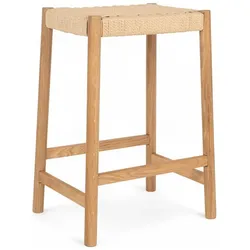 Barhocker Adina aus Eichenholz und Papiergarn, Natur/Beige