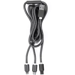3in1 Universal USB-Ladekabel, Micro-USB, USB Typ C & Lightning, 120 cm, für iPhones, Samsung, Pixel, Huawei, Powerbanks, Kameras, Airpods, Galaxy Pods