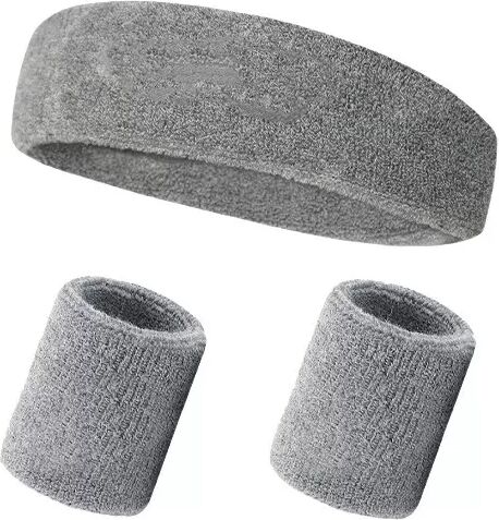 INF Ensemble Bandeau et Bracelets de Sport - Anti-Transpiration, Respirant et Confortable Gris