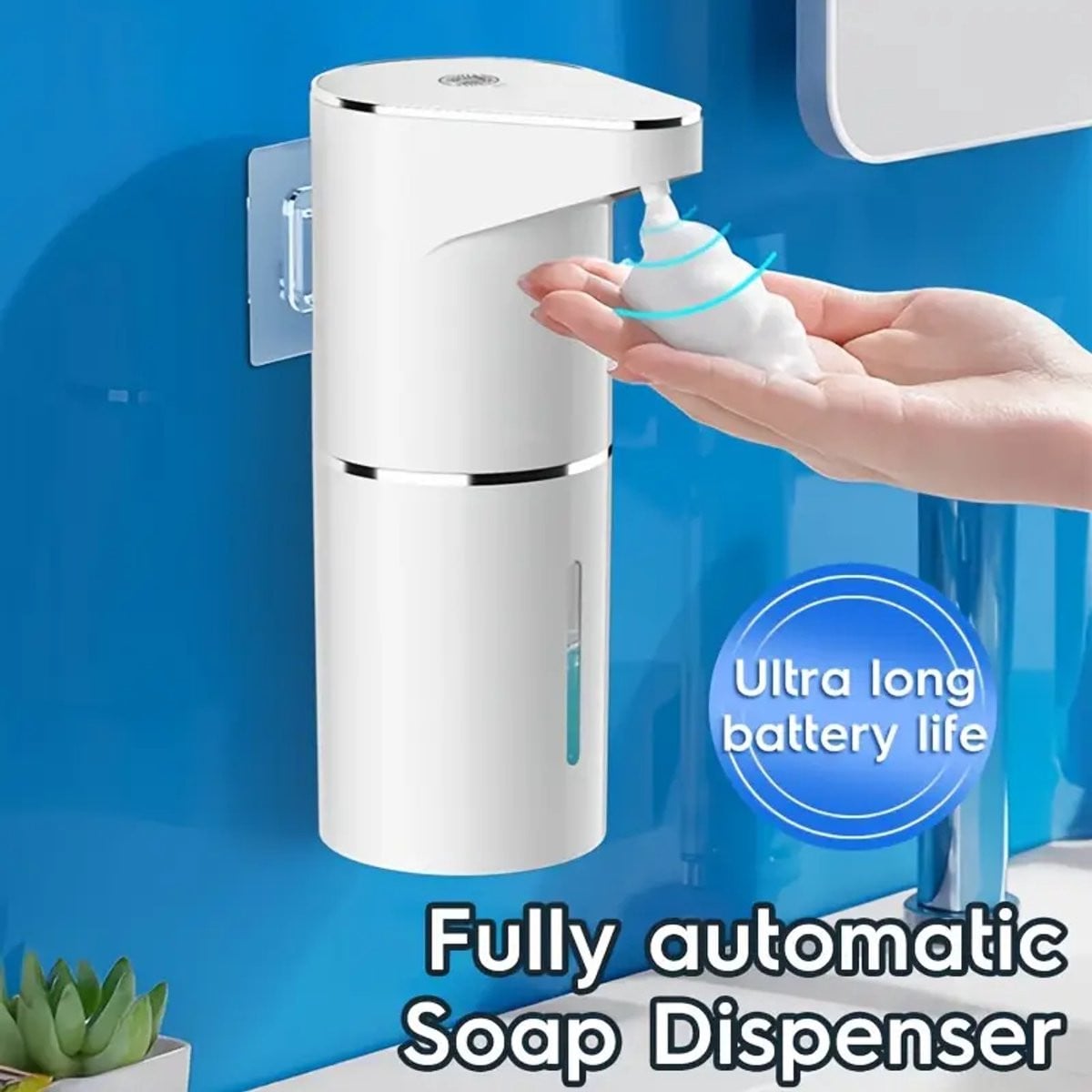 Slimme inductieve zeepdispenser wit, contactloze vloeistofdispenser voor de badkamer, USB oplaadbaar