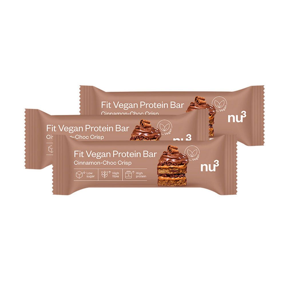 nu3 Fit Vegan Bar Cinnamon-Choc Crisp x3 3x50 g Riegel