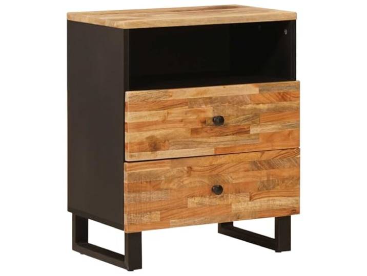 Helloshop26 Kompakter Bettschrank aus massivem Mangoholz, 50 x 33 x 62 cm, 2 Schubladen, modernes Design, aus Holz, Braun, 02_0057812
