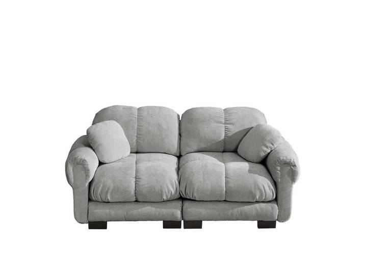 Flora Grace Sofa 190/86/90 cm in Hellgrau aus Chenille mit Steppnähten, 86x90x190 cm, Wohnzimmer, Sofas & Couches, Sofas