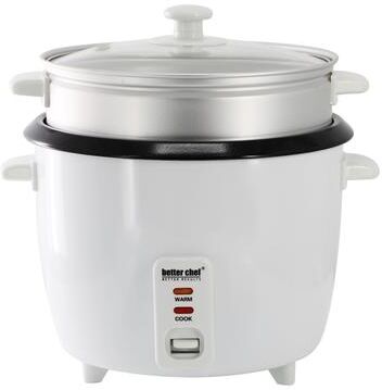 Better Chef 10 Cup Ceramic Bowl Rice Cooker with Steamer Attachment