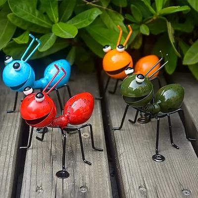 4 Stück Hummel-Wandkunst aus Metall, Kunsthandwerk, Ameisen-Metallskulptur, Gartenameisen-Dekoration, Wandbehang-Dekoration, Garten-Rasen-Dekoration, Innendekoration, farbenfrohe Außendekoration, niedliche Insektenskulptur, Gartendekoration
