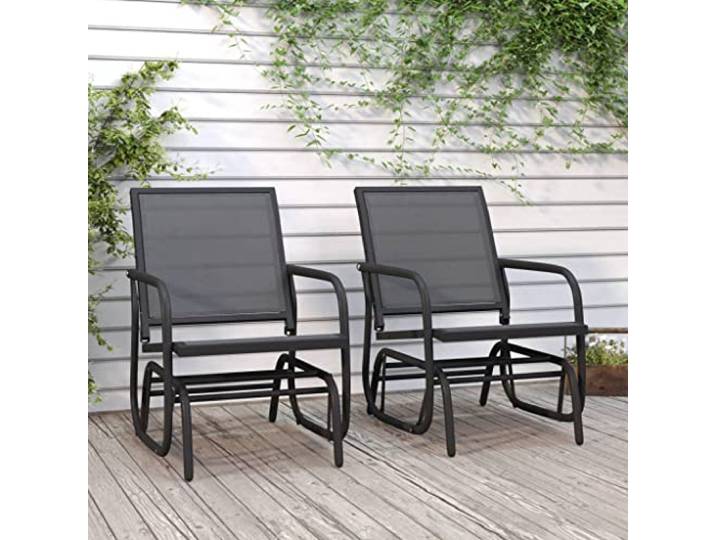 Schaukelstuhl für den Garten, 2 Stück, Schwingsessel, Textilene, Stahl Atmungsaktives Textilene, robuster Stahlrahmen, gleitende Bewegung, bequeme Rückenlehne, vielseitig einsetzbar