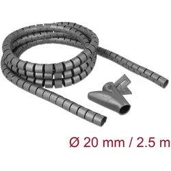 DELOCK Spiralschlauch mit Einziehwerkzeug 2,5m x 20mm grau