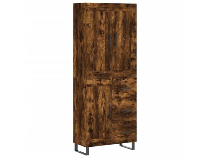 Kaorsrow Highboard Räuchereiche 69,5x34x180 cm Holzwerkstoff Schrank Stilvoller Mehrzweckschrank mit robusten Metallfüßen und geschlossenen Türen für ordentliche Aufbewahrung im Wohnzimmer.