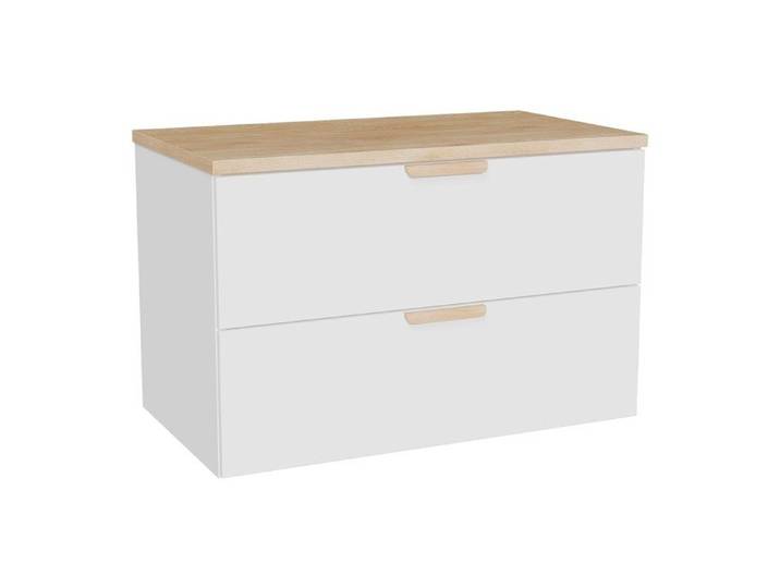 Meuble sous vasque suspendu avec planche – Blanc – L80 cm – AVORELI