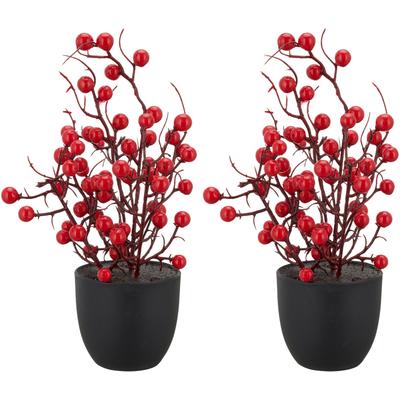 Winterliche Kunstpflanze CREATIV GREEN "Beerenbäumchen", rot, H:25cm, Kunststoff, Kunstpflanzen, in niedlicher Größe