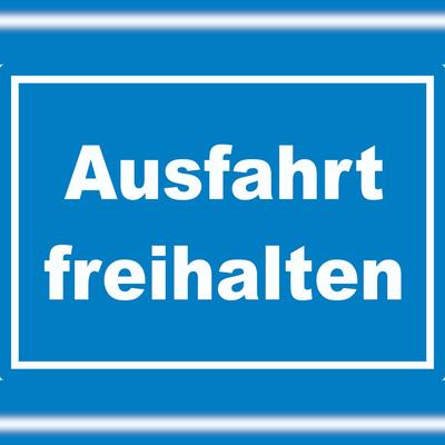 HB-Druck Ausfahrt freihalten Aufkleber weiß-blau A2 (420x594mm)