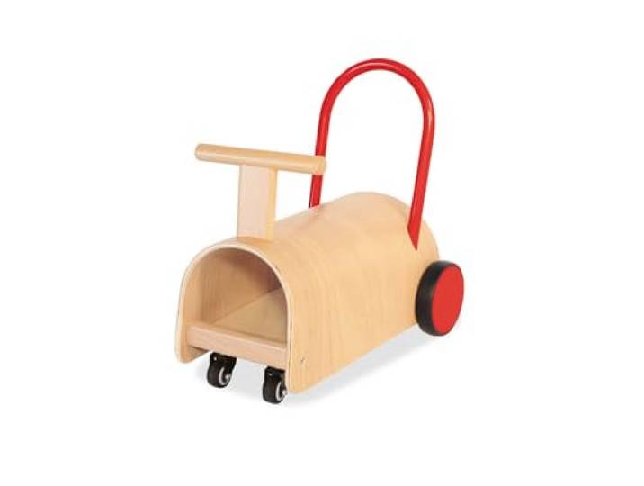 PINOLINO Enzo Kinder Lauflernwagen und Rutschauto, Holz, Natur/Rot, für Kleinkinder ab 1 Jahr