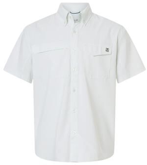 HUK H1500220 Men's Tidepoint Printed Short Sleeve Shirt in Pale Algae size XL   Polyester