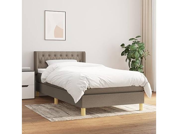 RJPLMFV Lattenrost, 90 x 190 cm, Stoff, Taupe Verstellbarer Kopf, Taschenfedern, mittlere Unterstützung, atmungsaktiv, langlebig