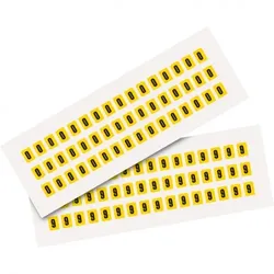 Aufkleber I Kombipackung Ziffer 0-9, gelb/schwarz, Folie, SH 8mm, 9,5x13mm, 96 je Ziffer/Packung