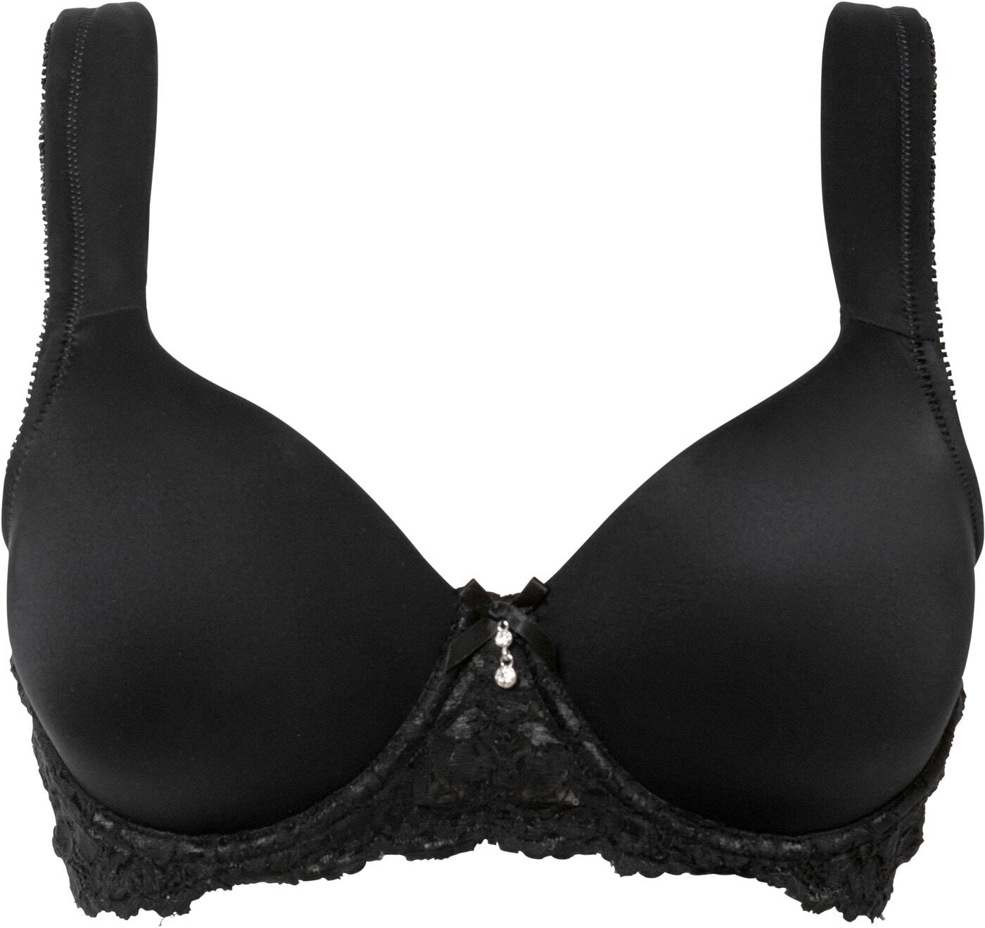 Schalen-BH BONPRIX "Schalen-BH mit gepolsterten Trägern", Damen, Gr. 100, Cup E, schwarz, Obermaterial: 80% Polyamid, 20% Elasthan. Futter: 100% Polyester. Spitze: 90% Polyamid, 10% Elasthan, BHs Schalen-BH, mit gepolsterten Trägern, mit wattierten Cups, 