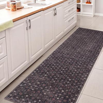 JONATHAN Y Petunia Distressed All-Over Floral Border Non-Slip Machine-Washable Rug