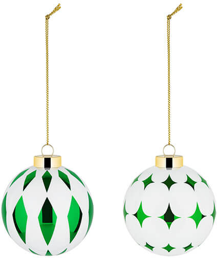 Alessi Delight Set 3 of Two Green Christmas Baubles