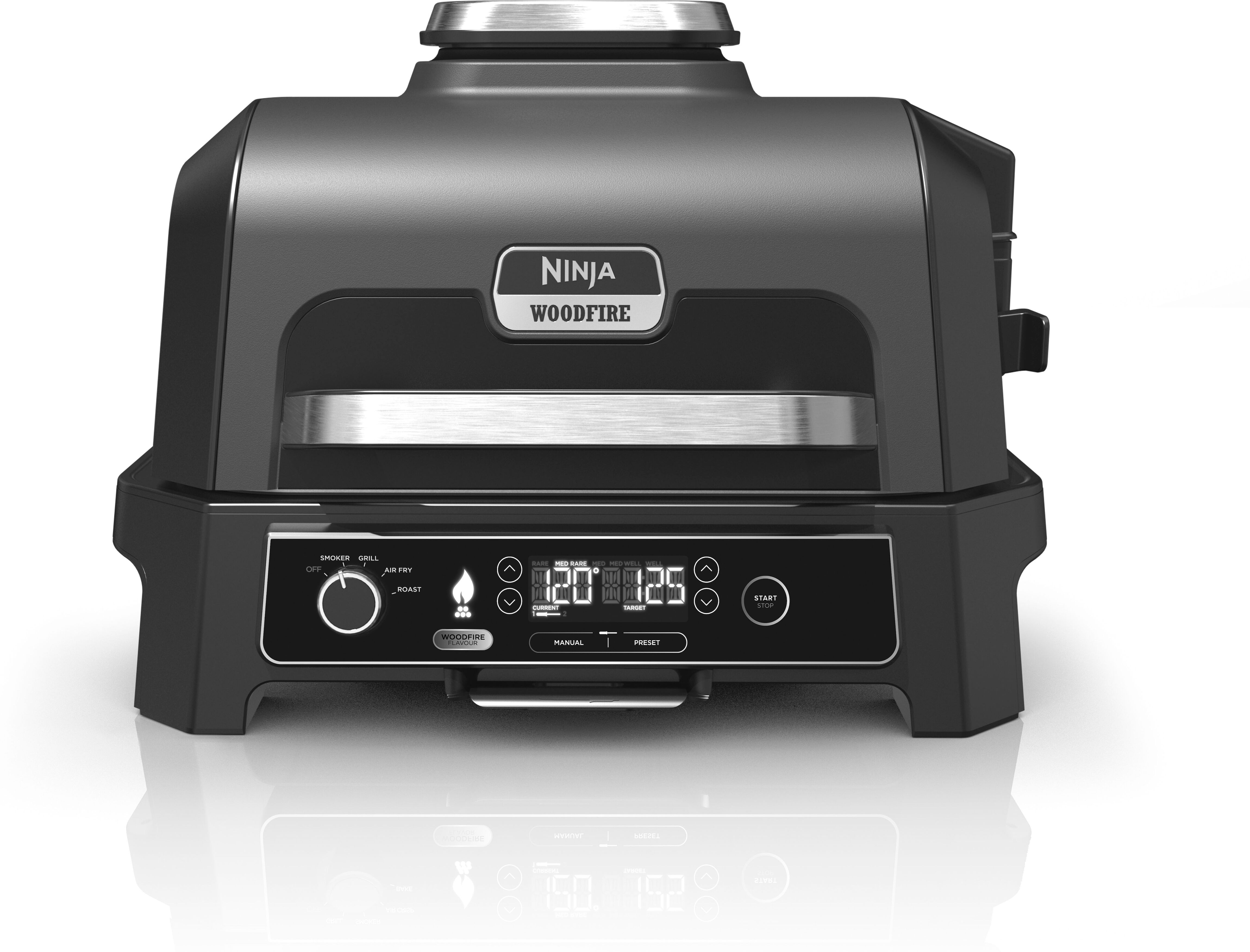 Elektrogrill NINJA "Woodfire OG850EU", schwarz, B:57cm H:41cm T:51,22cm, Kontaktgrill_Standgrill_Tischgrill_Teppanyakigrill, Elektrogrill, Outdoor Grill, Smoker und Heißluft-Fritteuse