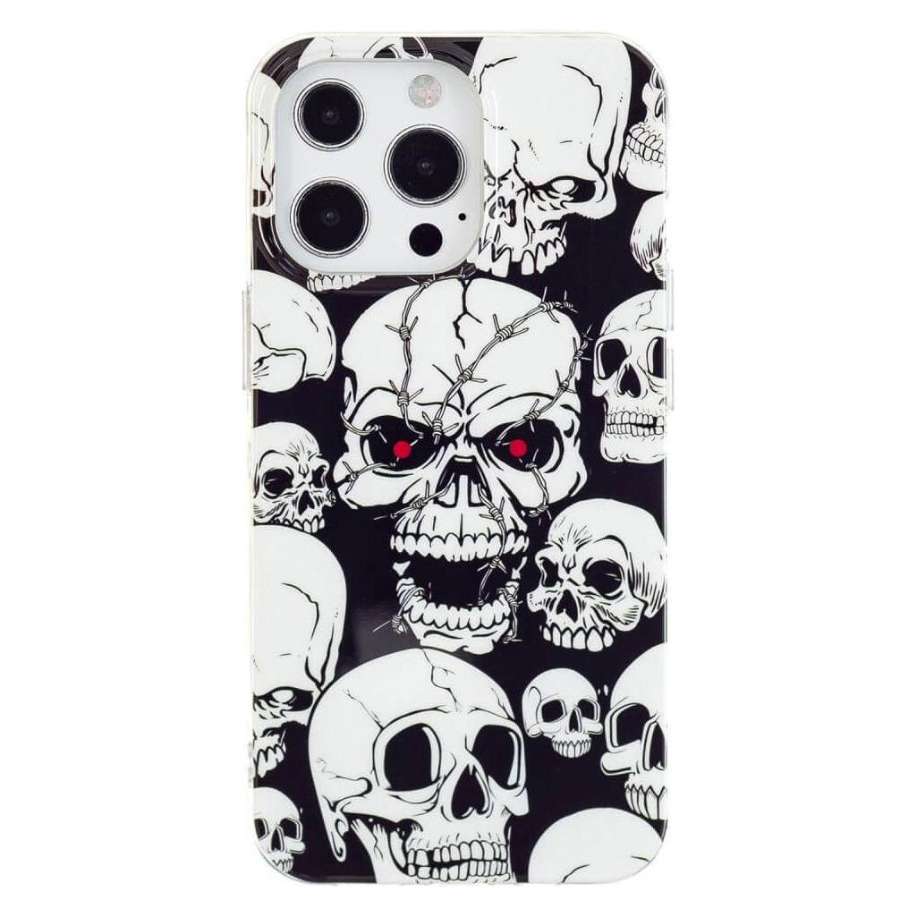 Cover-Discount iPhone 15 Pro - Nachtleuchtende Silikon Hülle Totenkopf (Apple iPhone 15 Pro) (660154923F)