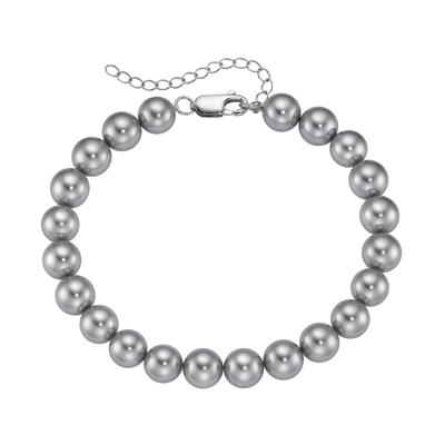 Armband SMART JEWEL "mit Muschel-Perlen, Silber 925", grau, Armbänder, Herren, 23cm, Silber 925 (Sterlingsilber), Armband