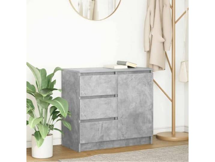 RJPLMFV Anrichte, grau, Beton, 71 x 35 x 65 cm, Holz, Technik 2 Schubladen, Aufbewahrungstür, Montage anpassbar, Wandbefestigung inklusive