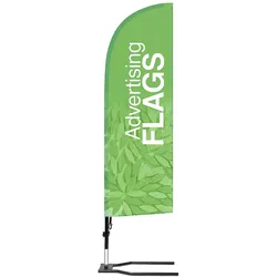 PREMIUM Beachflag WIND mit Autoreifenfuß, Fiberglas, inkl. bedrucktem Saum, Beachflag Dropflag