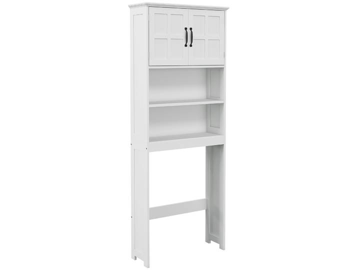 Meuble de toilette Kleankin avec 2 portes étagères ouvertes 66X23X178Cm blanc