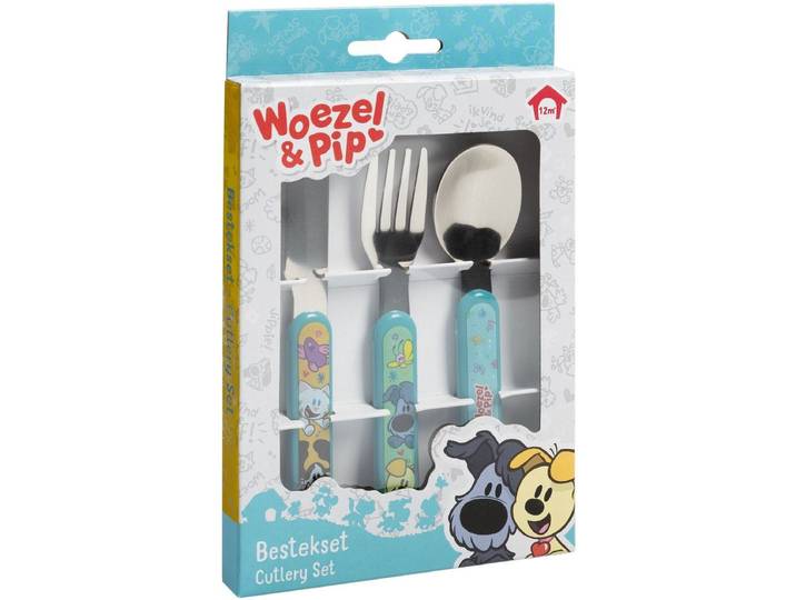 Woezel & Pip - Kinderbestekset 3-delig - Vork lepel mes - ABS RVS