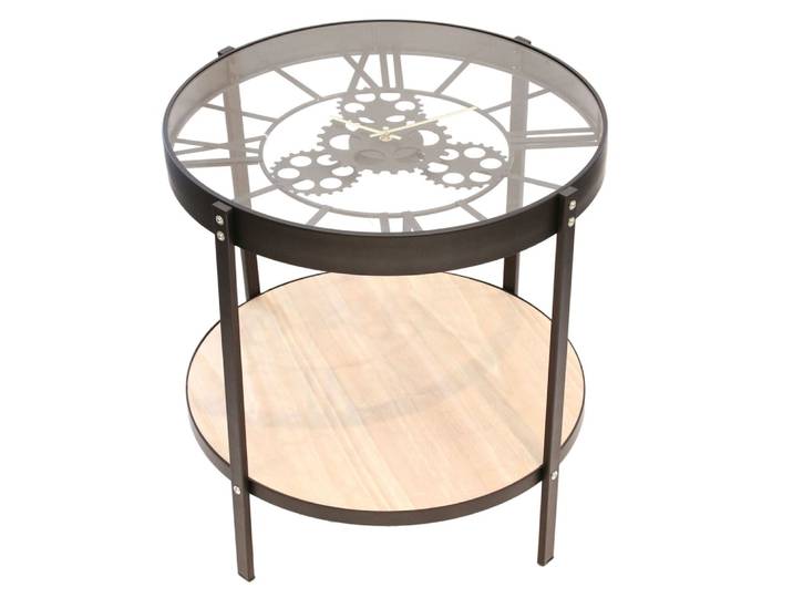 Table d'appoint design horloge vintage oscar noir