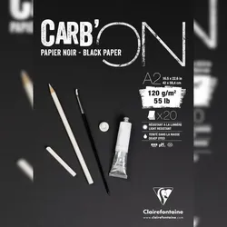 Clairefontaine 2x CARB ́ON, schwarzes Papier, 120g/m2, 20 Blatt, A2 - 975041C