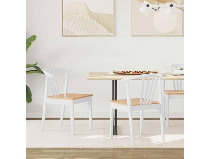 KGHFDVB Esszimmerstuhl 2er Set Massives Gummiholz Weiß Natur mit Polster Massivholz Kautschukbaum, bequeme Sitzpolsterung, pflegeleichte Oberfläche, vielseitig für Küche und Wohnzimmer