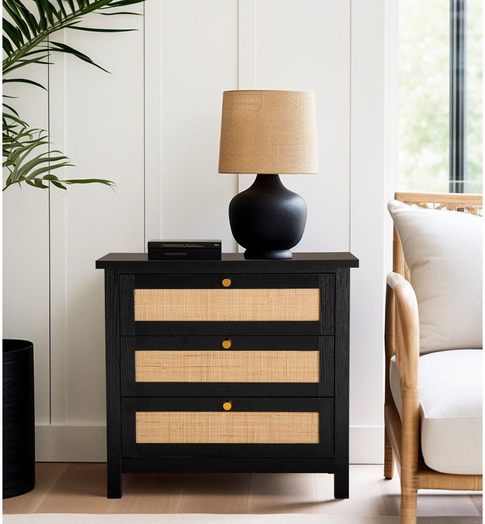Alpen Home Ludden 3 -Drawer Accent Chest Black 74cm H X 80cm W X 40cm D